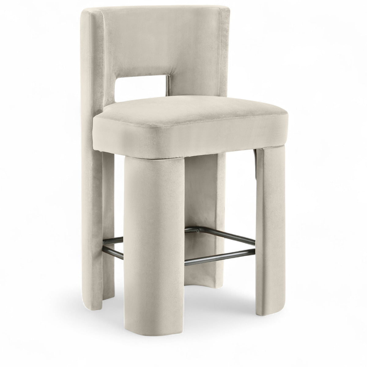 Zuno - Velvet Performance Fabric Upholstered Counter Stool (Set of 2)