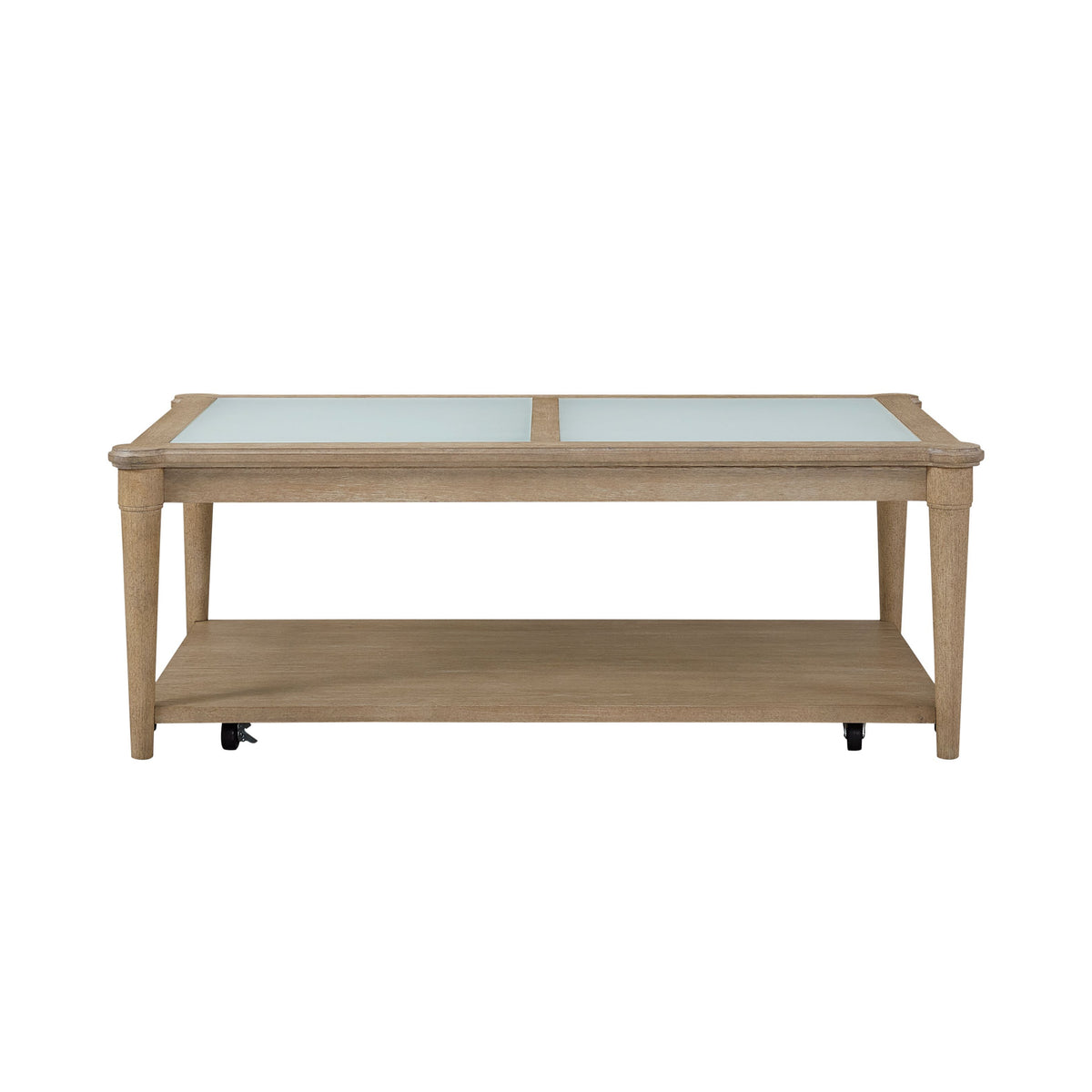Frosted Glass Top Cocktail Table With Casters - Sand
