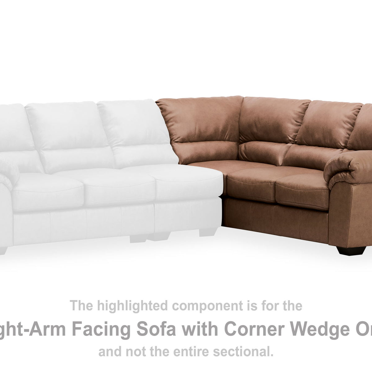 WillowBend - RAF Sofa With Corner Wedge - Caramel