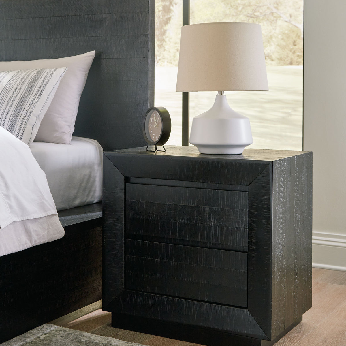 Londer - Black - Two Drawer Night Stand