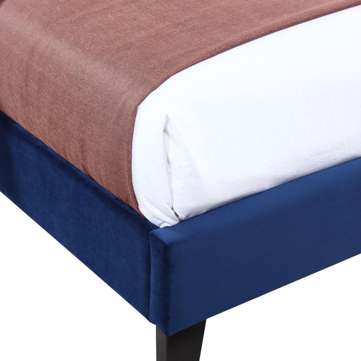 Queen Upholstered Bed - Blue - Fabric
