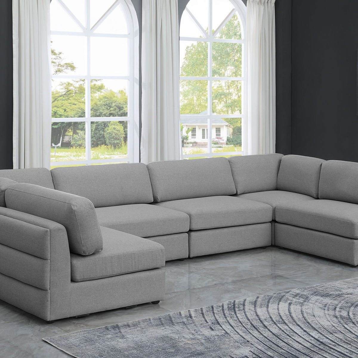 Beckham - 6 Piece Modular U-Shaped Armless Sectional