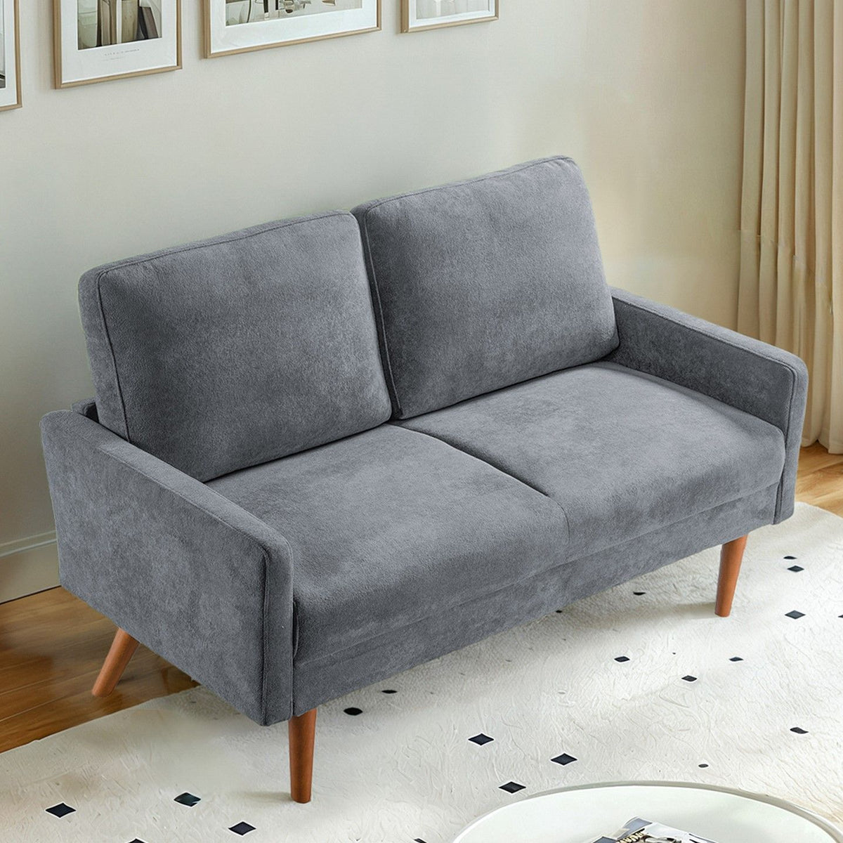 Loveseat Sofa, European Style With Sleek Design, Modern & Vintage Flair, Upholstered 2 Seater Couch