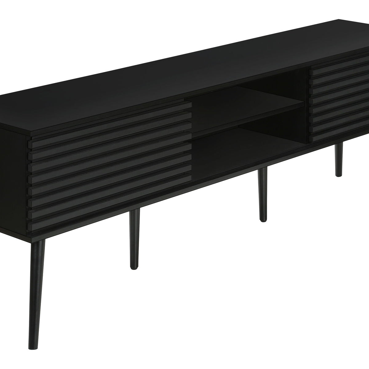 TV Stand, Media Entertainment Center, Storage Cabinet, Console, Storage Shelves, Bedroom, Living Room, Contemporary, Modern - Black