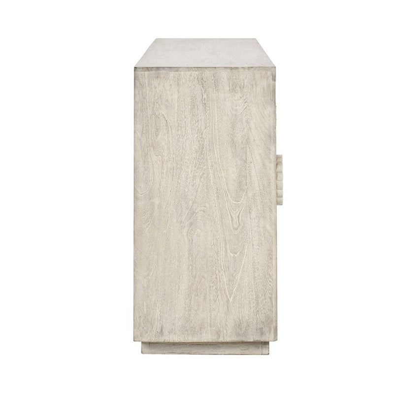 Cream sideboard with vertical side panel and small pull handle