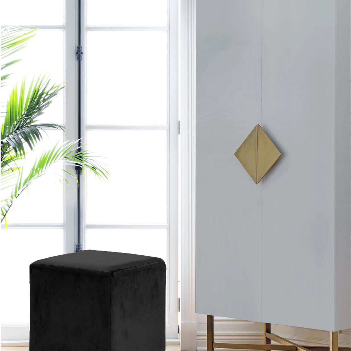 Jax - Stool Ottoman with Gold Base