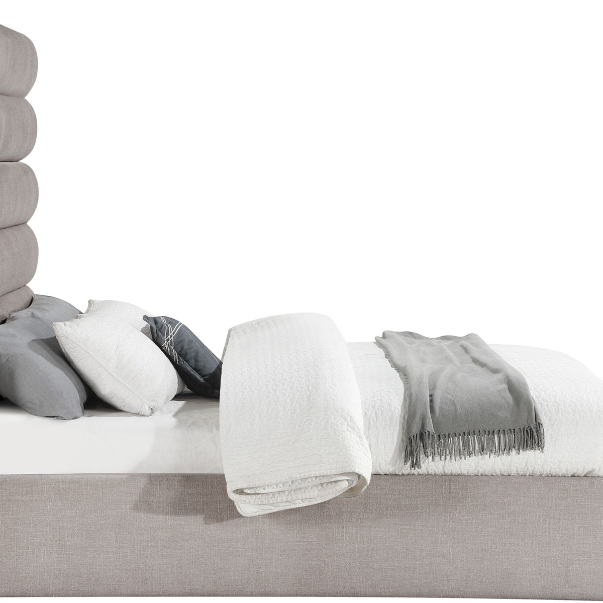 Adam - Linen Fabric Bed With 70.5" Headboard