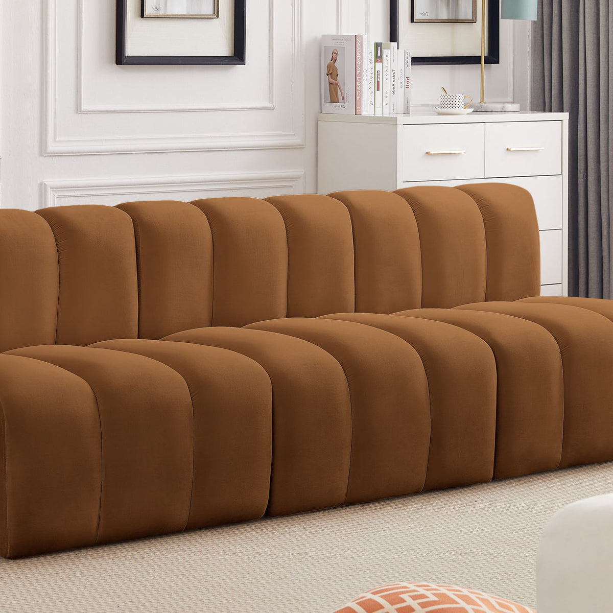 Arc - Velvet 3 Piece Modular Straight Sofa