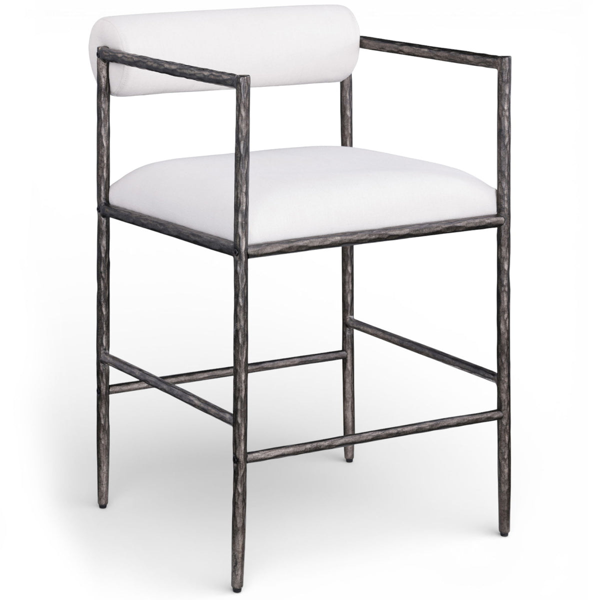 Axis - Linen Textured Cream Fabric Upholstered Counter Stool (Set of 2)