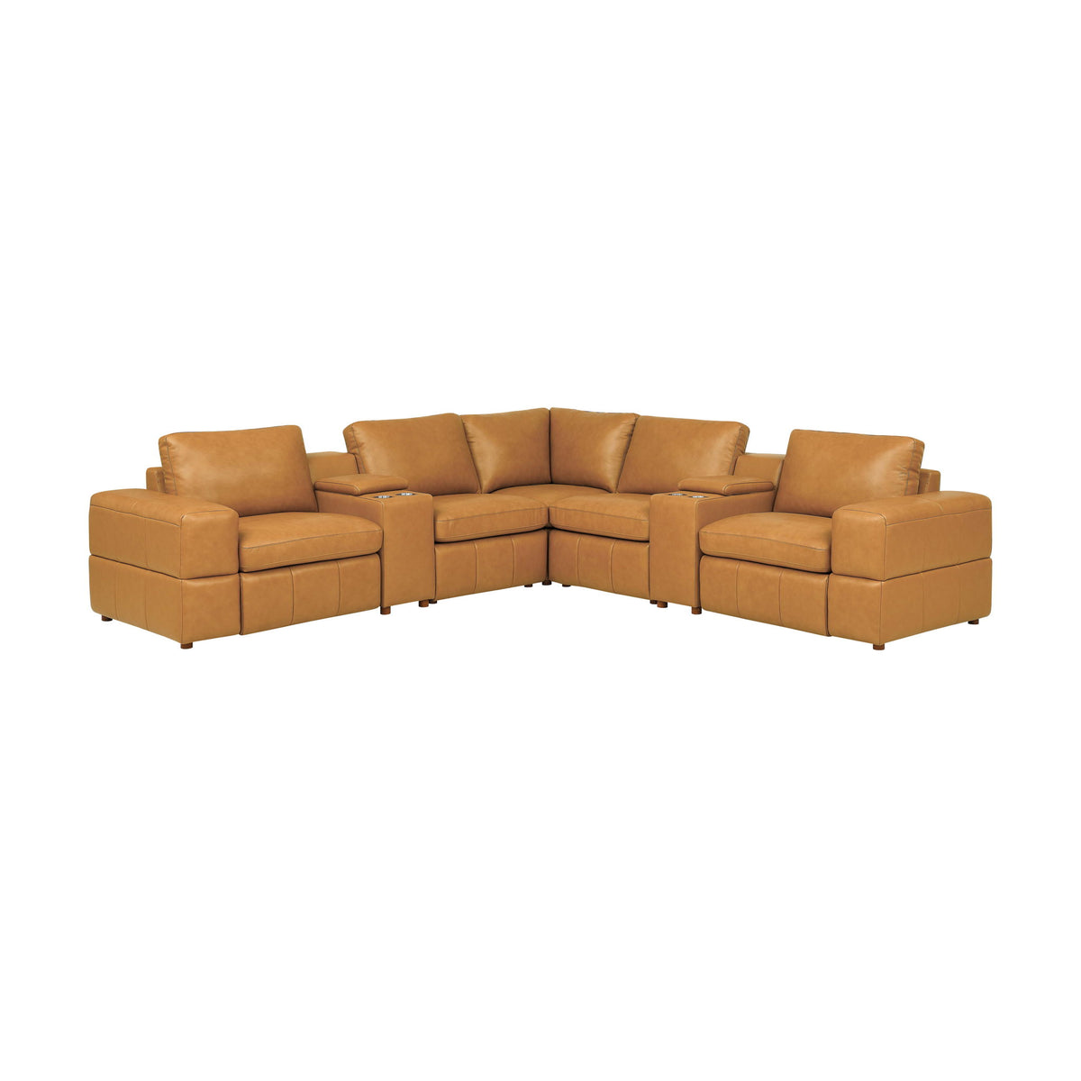 Upholstered Large Arms Sectional With Recliner Seats
