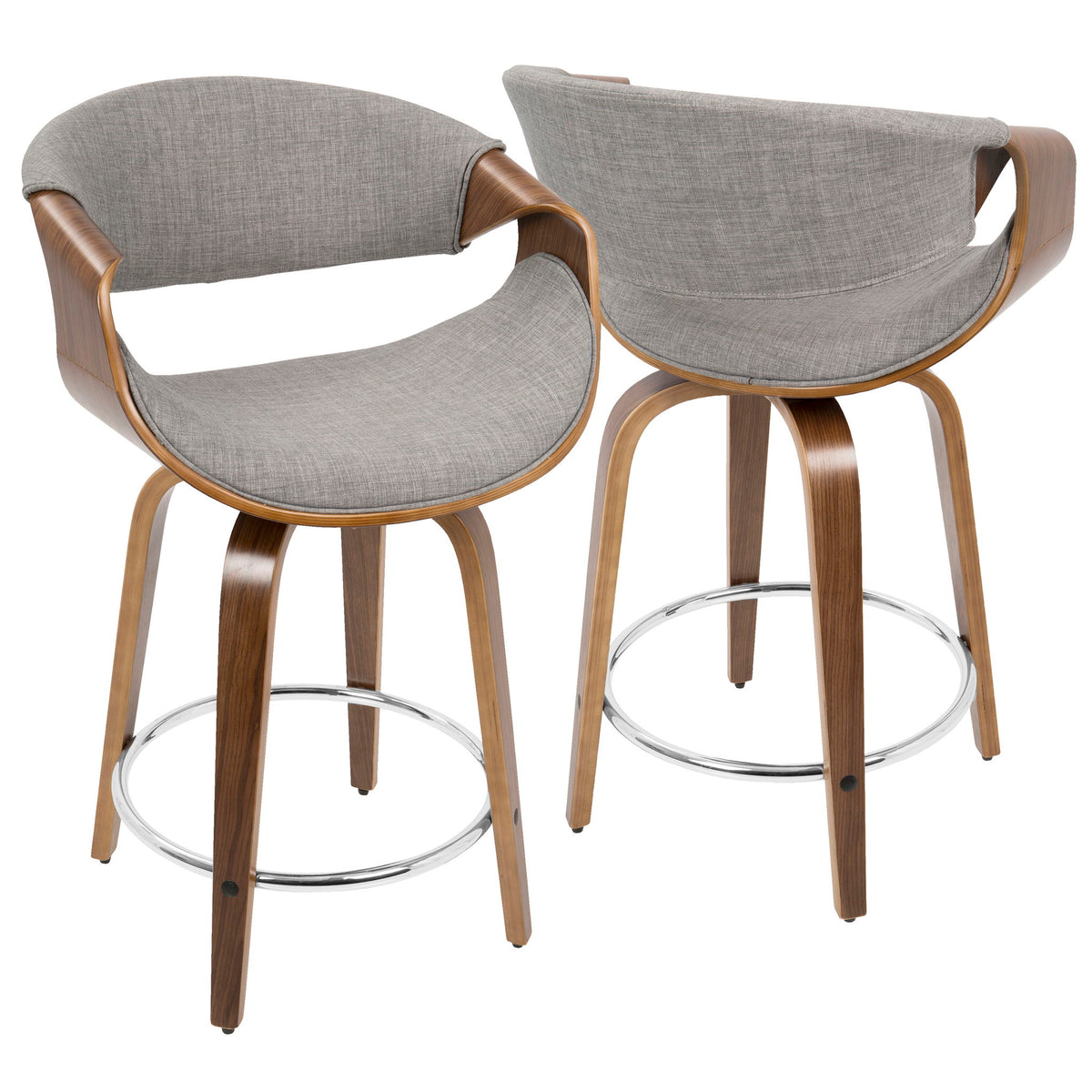 Curvini - Mid Century Modern Counter Stool (Set of 2)