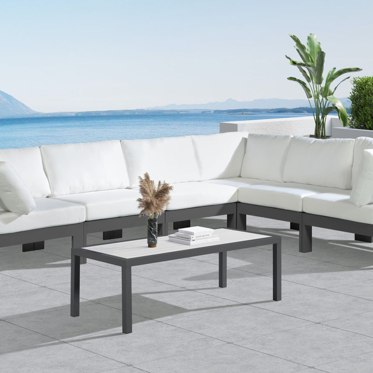 Nizuc - Outdoor Patio 6 Piece Modular Sectional With Gray Frame