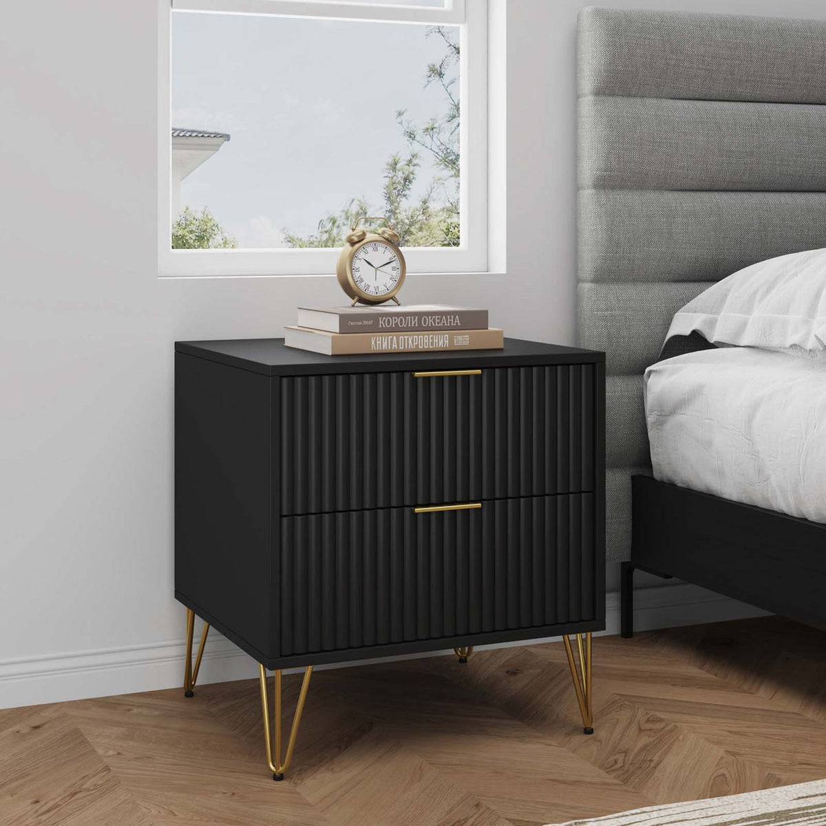 Manhattan Dumbo - Fluted 2-Drawer Nightstand