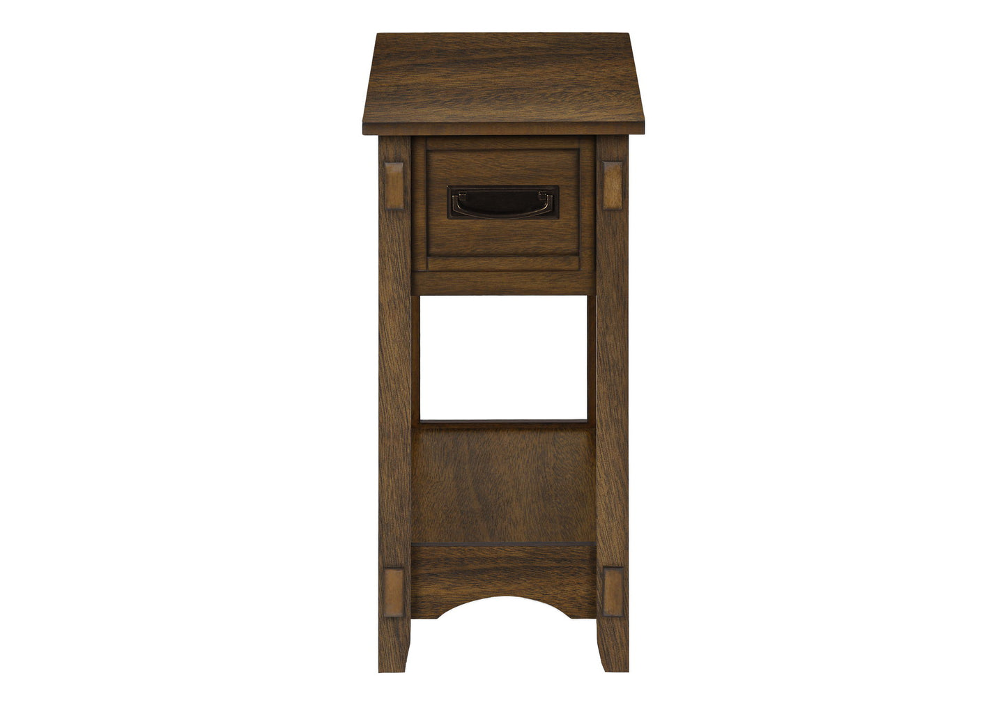 Accent End Table, 2 Tier, Narrow, Storage Drawer, Transitional - Walnut