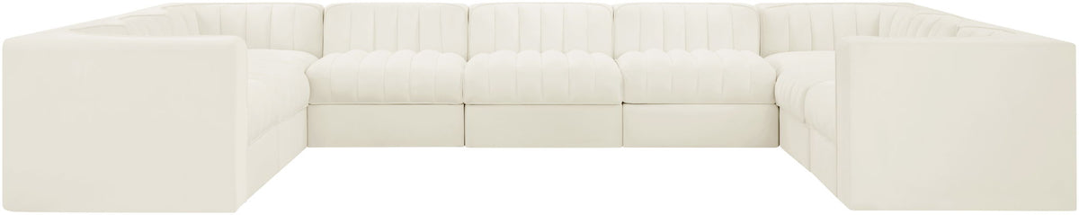 Rummi - Velvet Performance Fabric Upholstered 9 Piece Modular Sectional