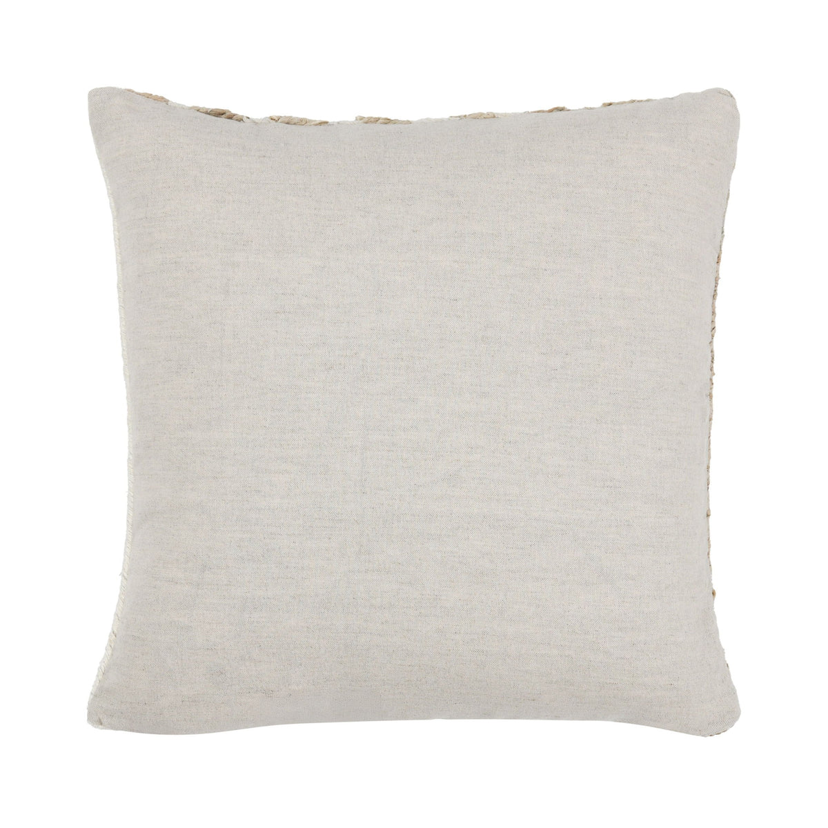 Light ivory solid woven square pillow with piped edge