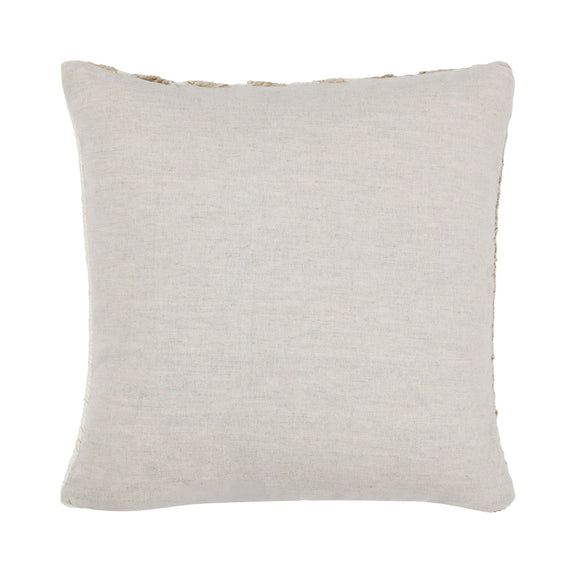 Light ivory solid woven square pillow with piped edge