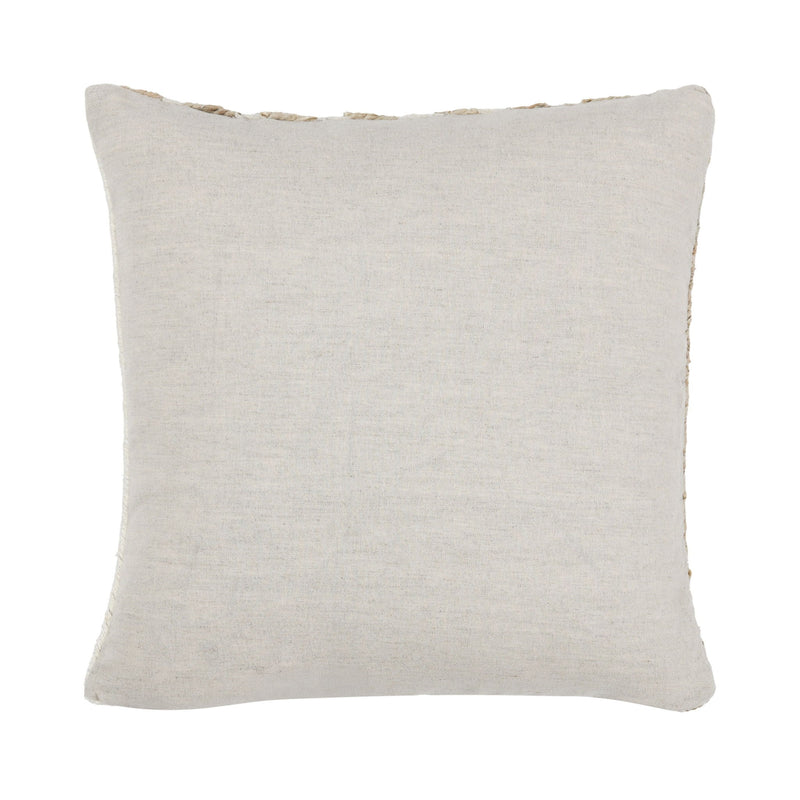 Light ivory solid woven square pillow with piped edge