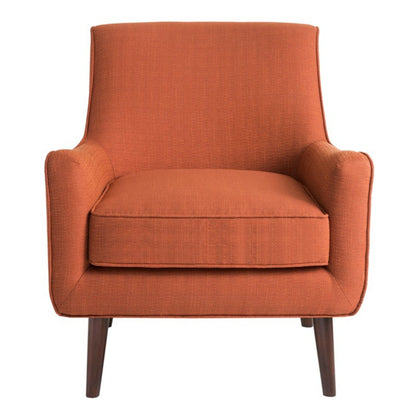 Oxford accent chair in rust orange woven fabric, shown from the front