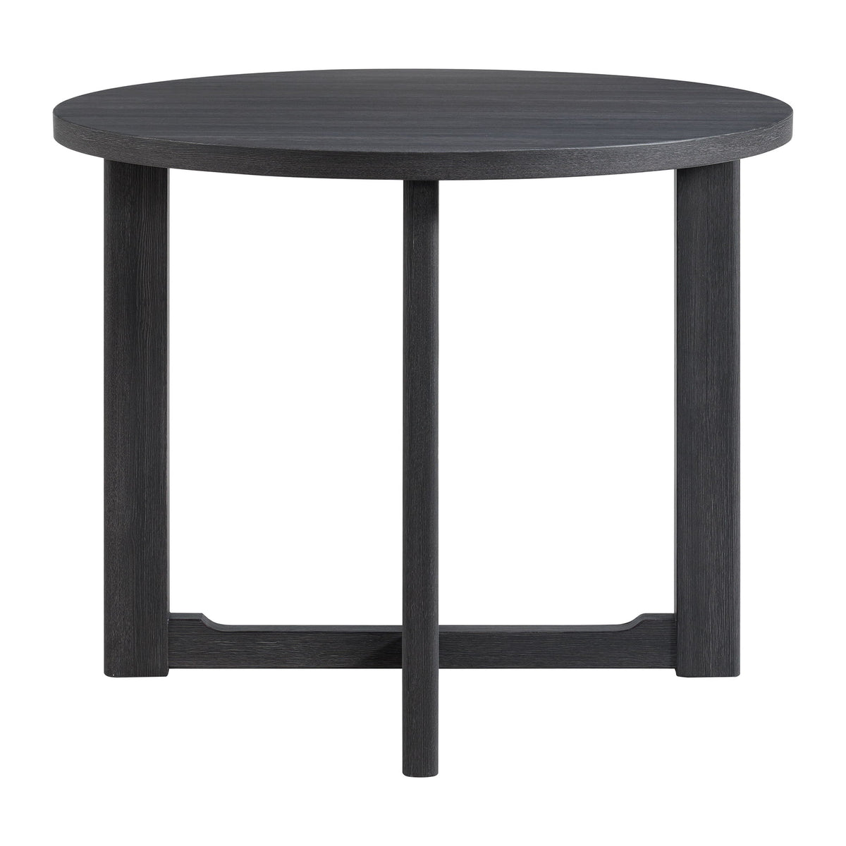 Espresso round counter table with dark wood pedestal base