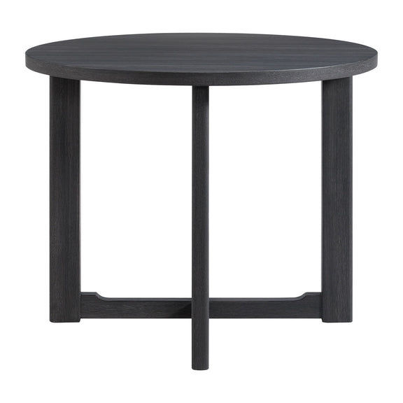 Espresso round counter table with dark wood pedestal base