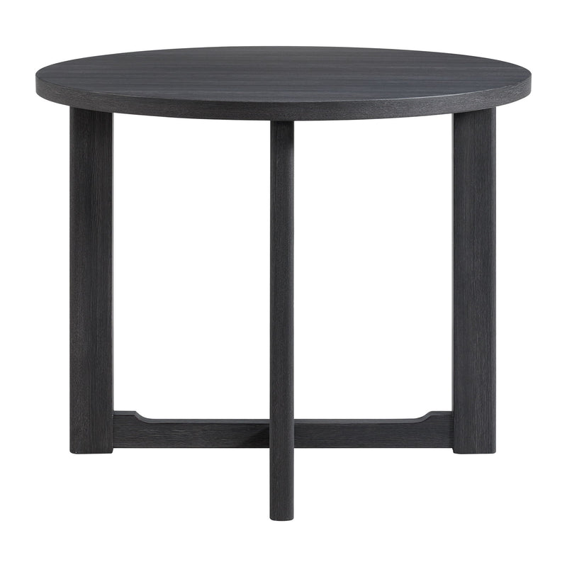 Espresso round counter table with dark wood pedestal base