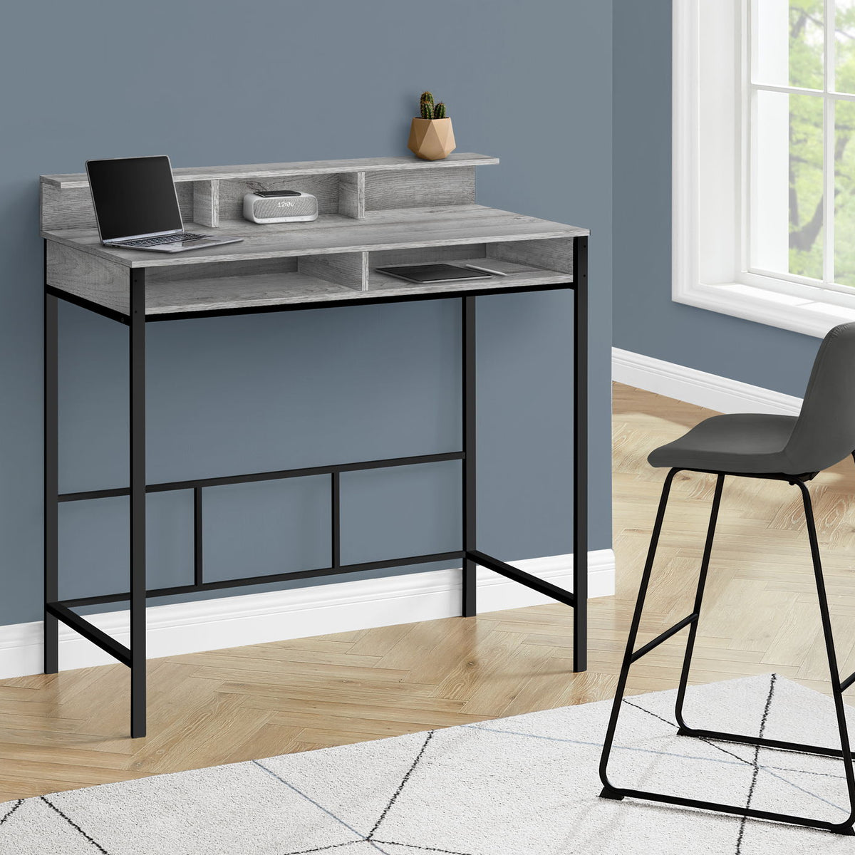 Computer Desk For Home Office, Standing, Storage Shelves, Laptop, Contemporary & Modern