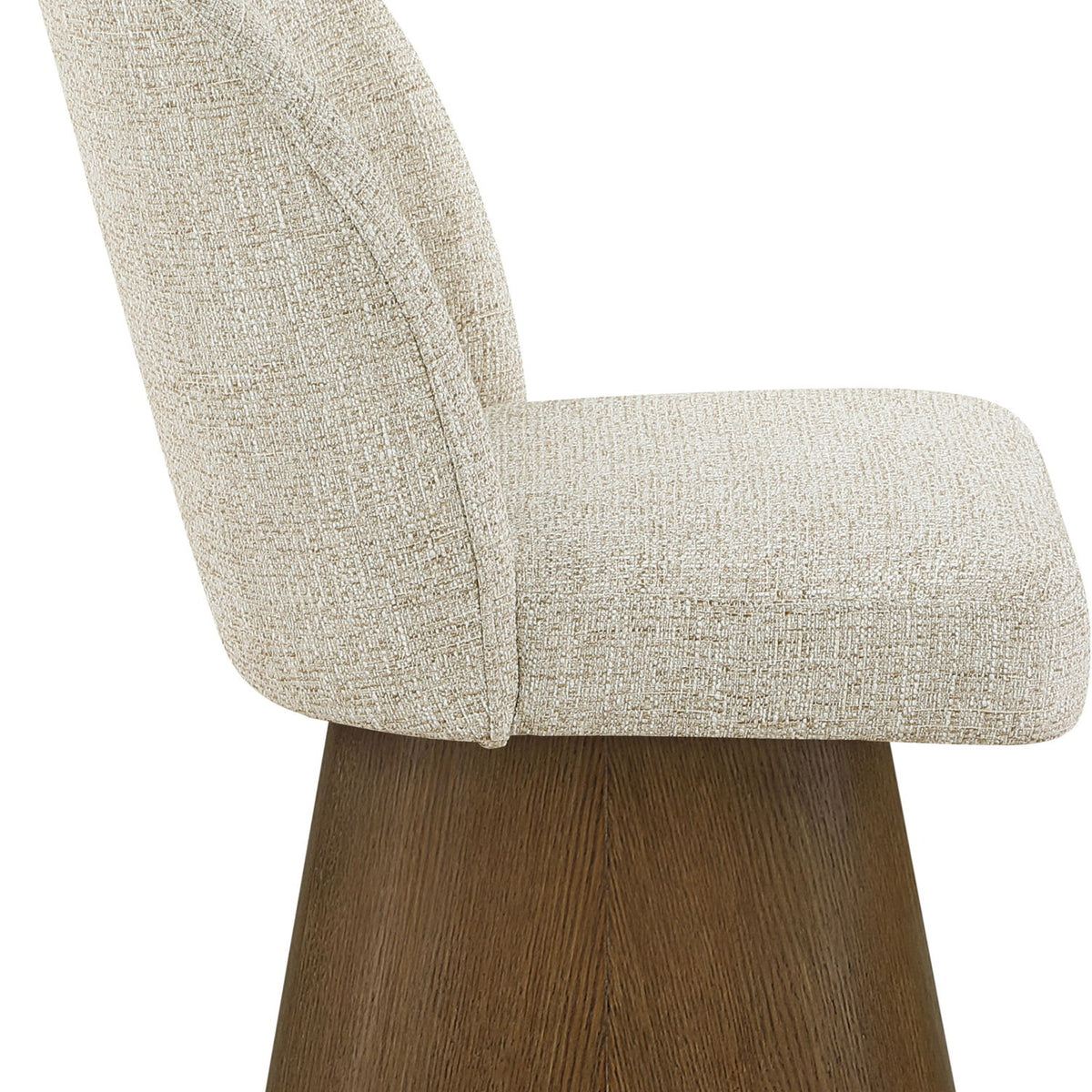 Marlowe - Linen Textured Fabric Upholstered Swivel Dining Side Chair - Stained Brown