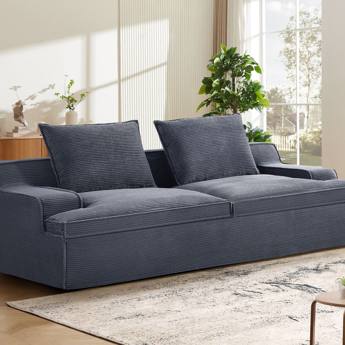Nimbus - Oversized Full Foam 4 Seater Couch For Living Room Upholstered In Soft Corduroy, Wide Armrests