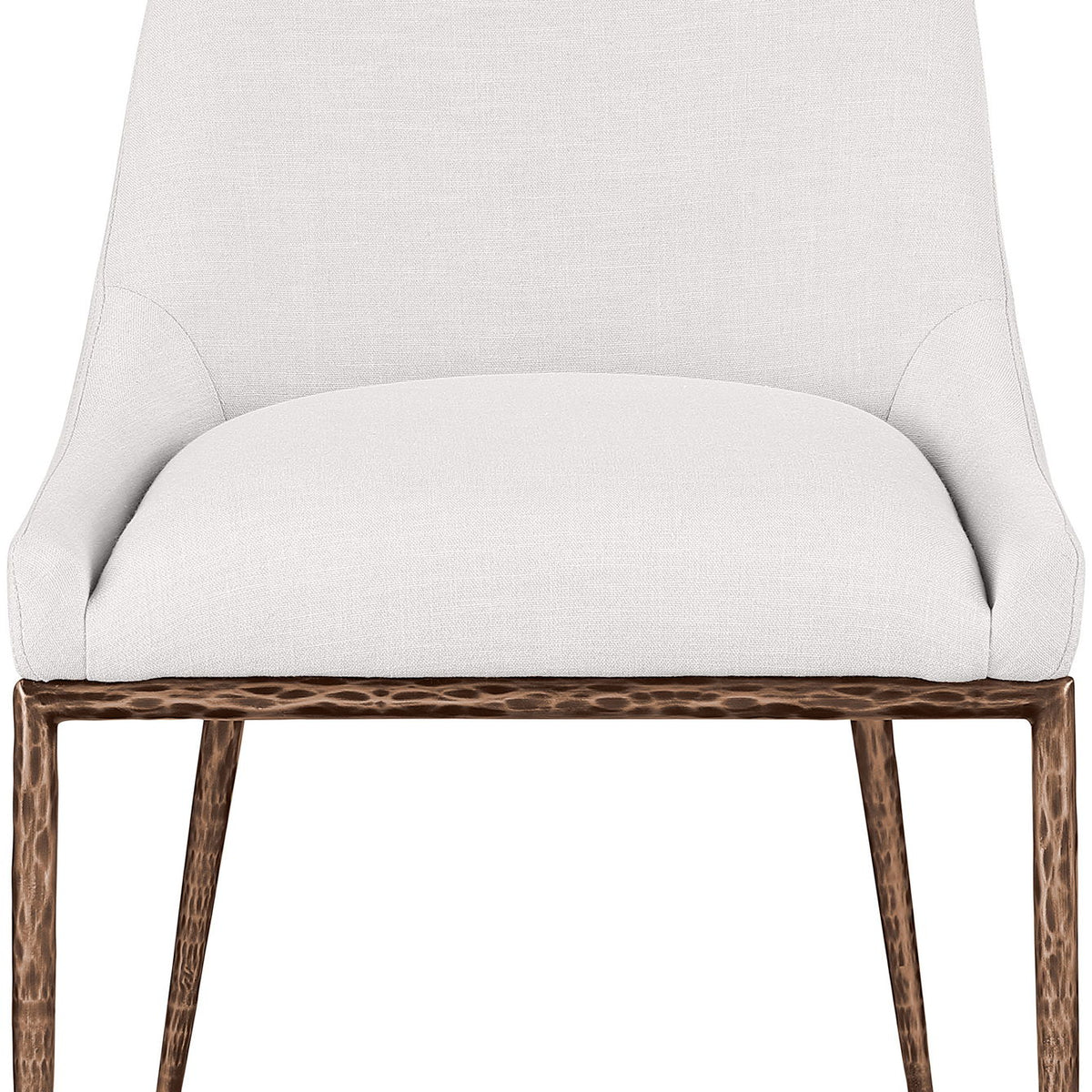 Ferro - Linen Textured Performance Fabric Upholstered Dining Side Chair - Cream / Brushed Bronze