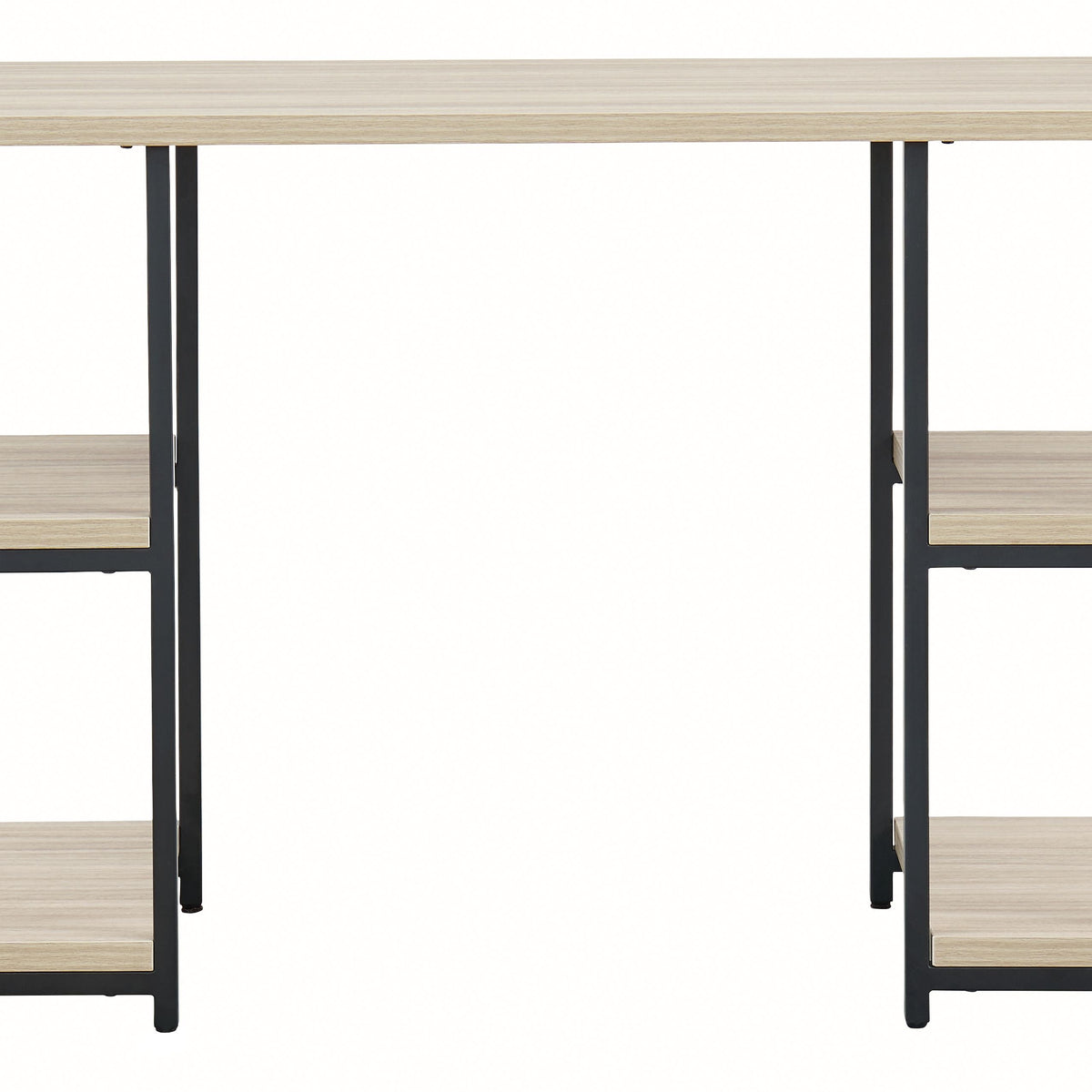 Waylowe - Natural / Black - Home Office Desk - Double-Shelf Pedestal