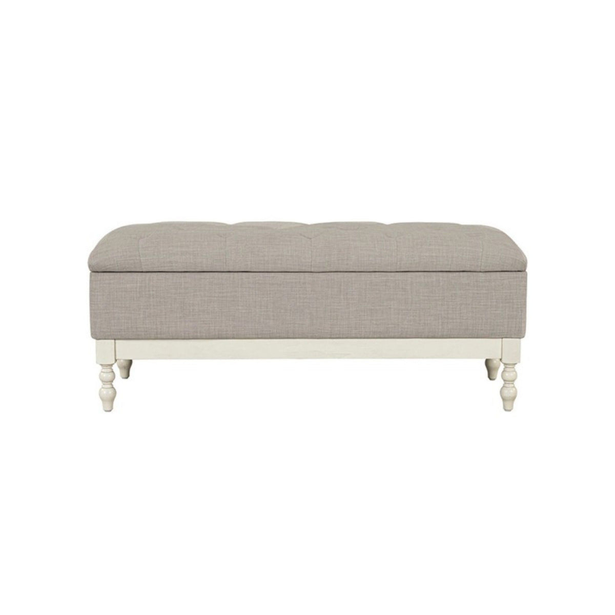 Tufted Storage Bench With Soft Close Lid - Light Gray / Cream