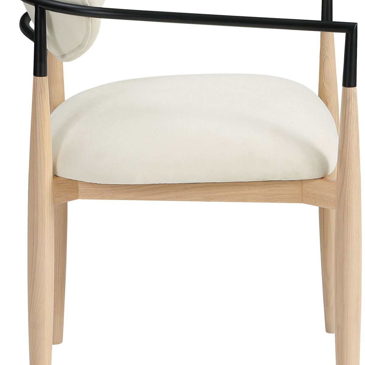 Riccio - Performance Fabric Upholstered Dining Arm Chair (Set of 2) With Light Brown Legs - Cream
