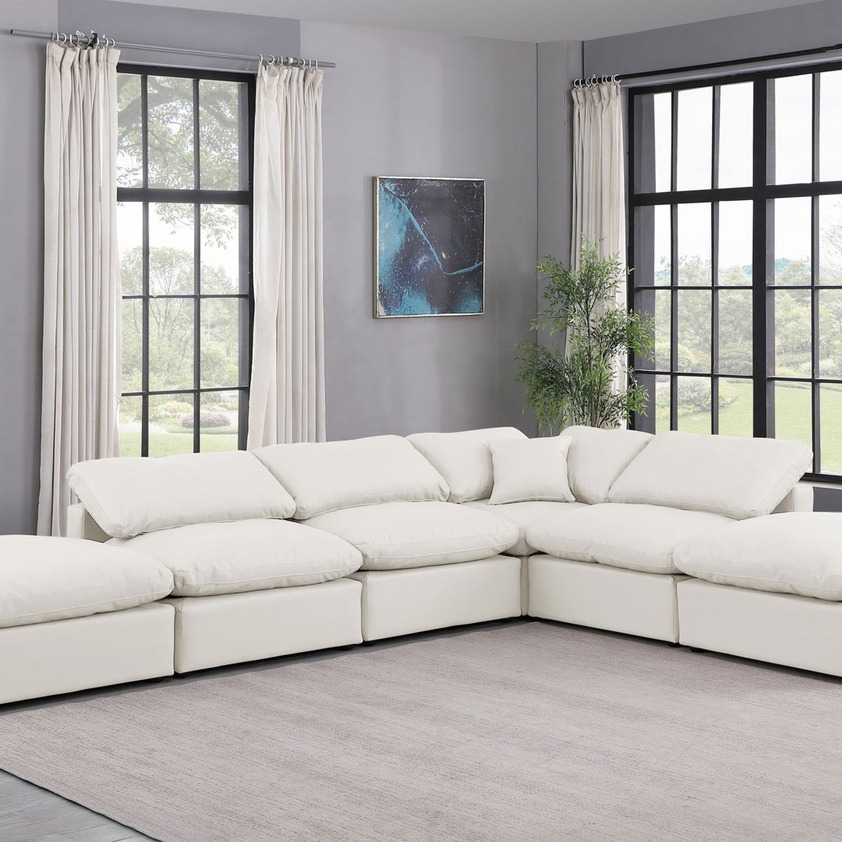 Indulge - Faux Leather 6 Piece Modular Armless Sectional