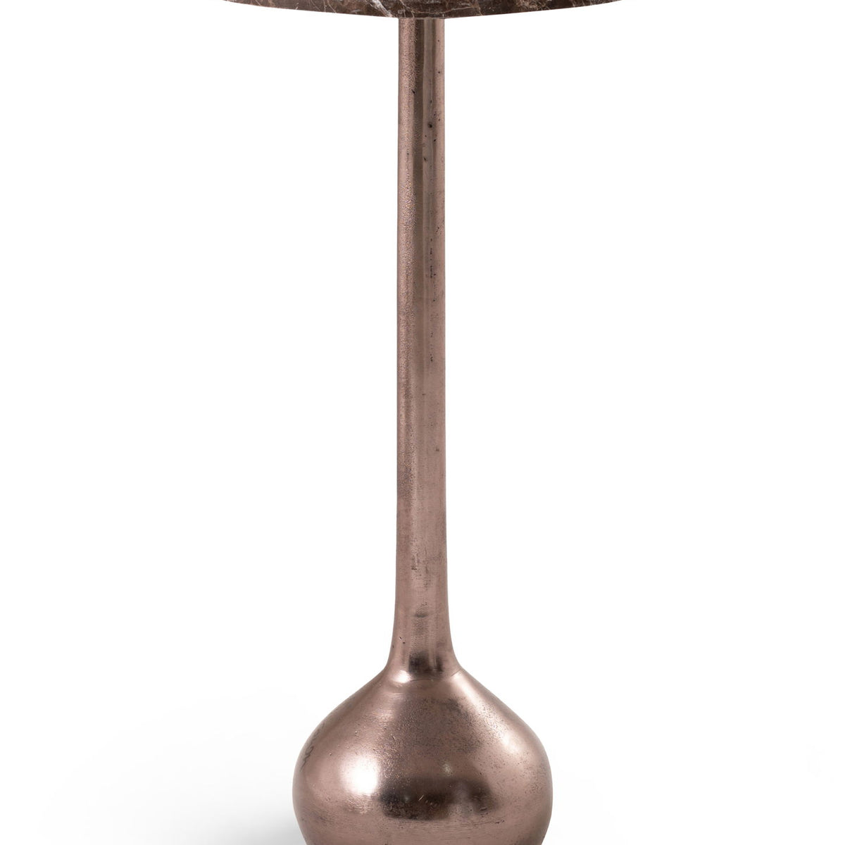 Vireo - Genuine Marble Top And Aluminum Base Drink Table - Brown / Bronze