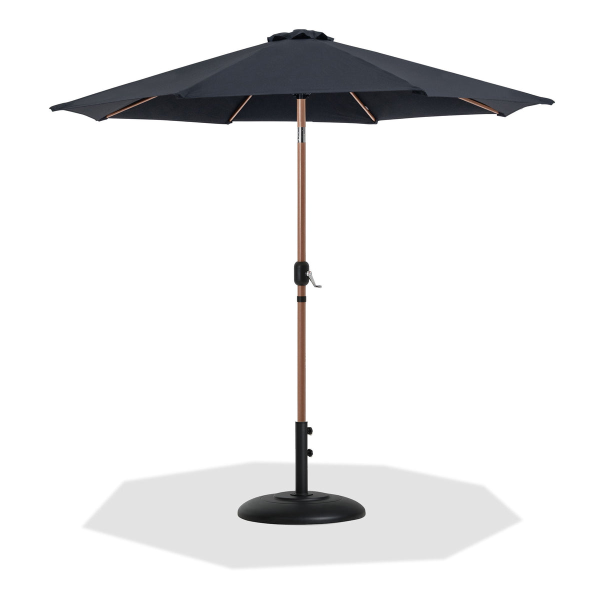 Fiji - Aluminum Patio Umbrella With Round Black And Teak Base