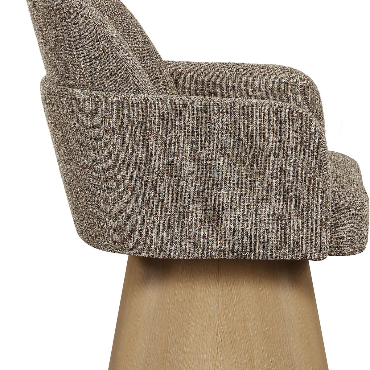 Marlowe - Linen Textured Fabric Upholstered Swivel Dining Arm Chair - Stained Natural
