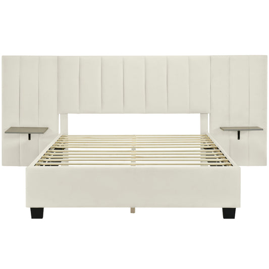 Upholstered Platform Bed With Big Headboard