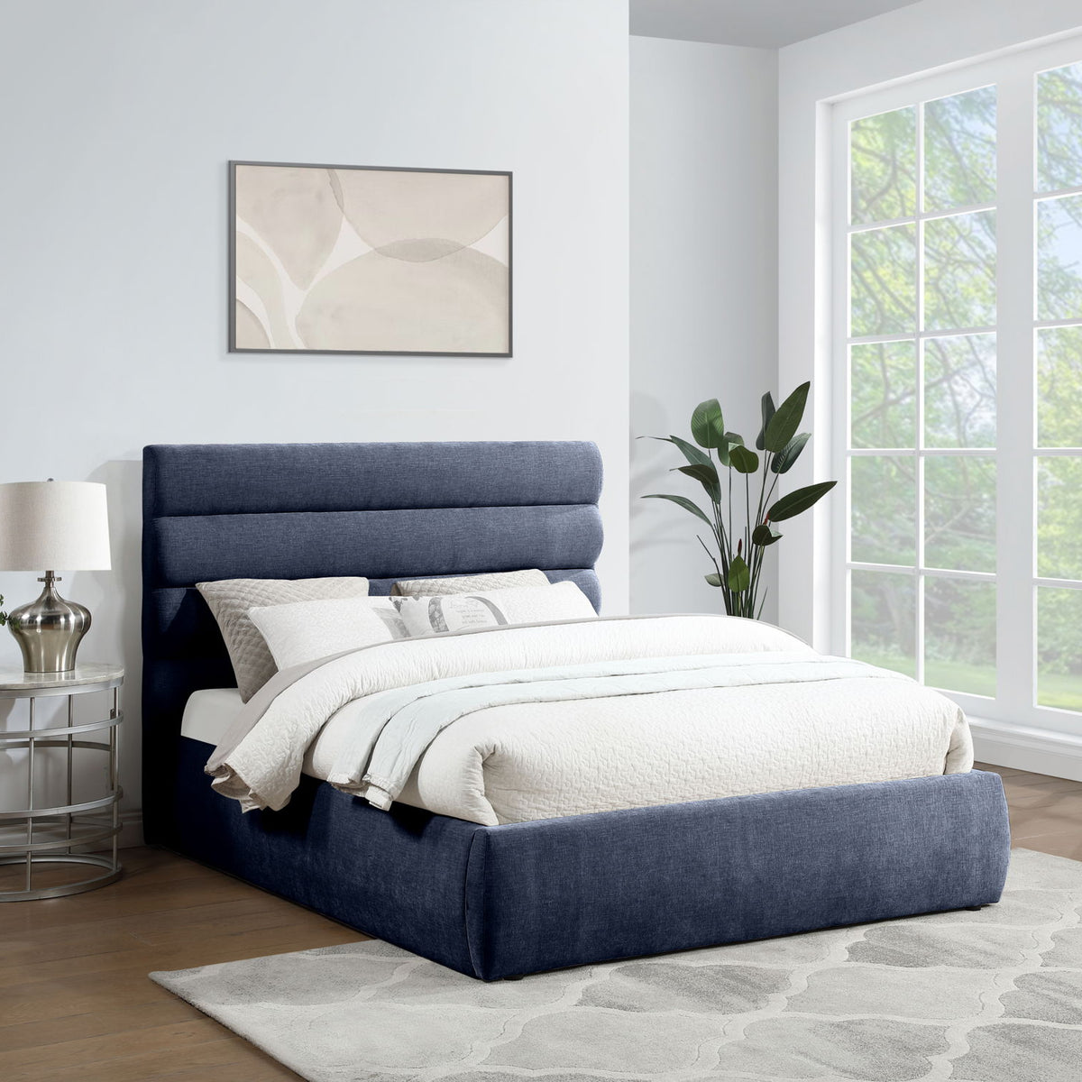 Adam - Chenille Fabric Bed With 52" Headboard