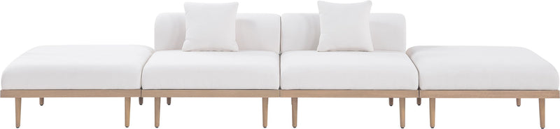 Laguna - 4 Piece 142" Outdoor Patio Armless Modular Sofa With 2 Backless Seats