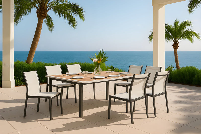 Nizuc - Outdoor Patio Dining Chair With Gray Frame (Set of 2)