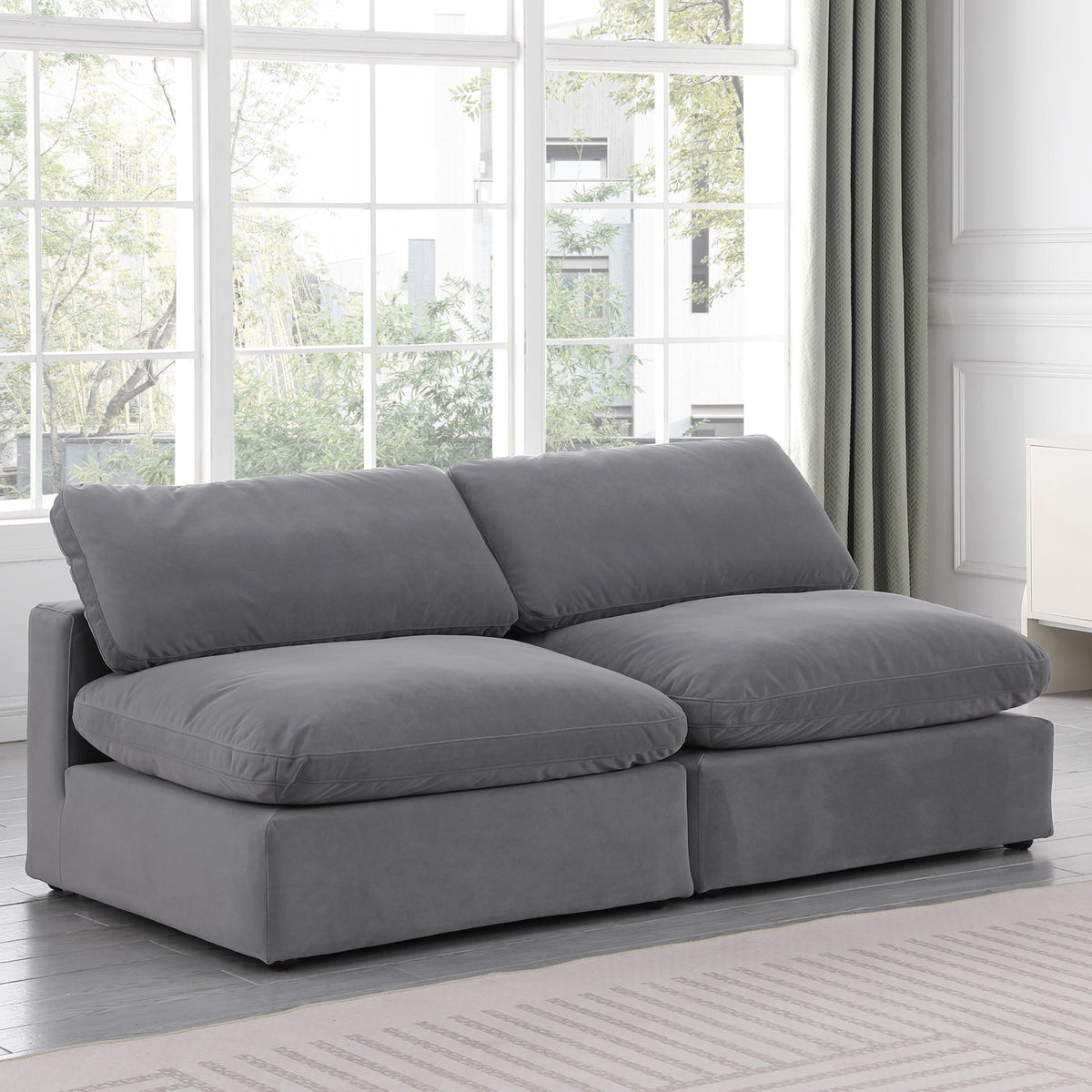 Comfy - Velvet Modular Armless Sofa 2 Seats