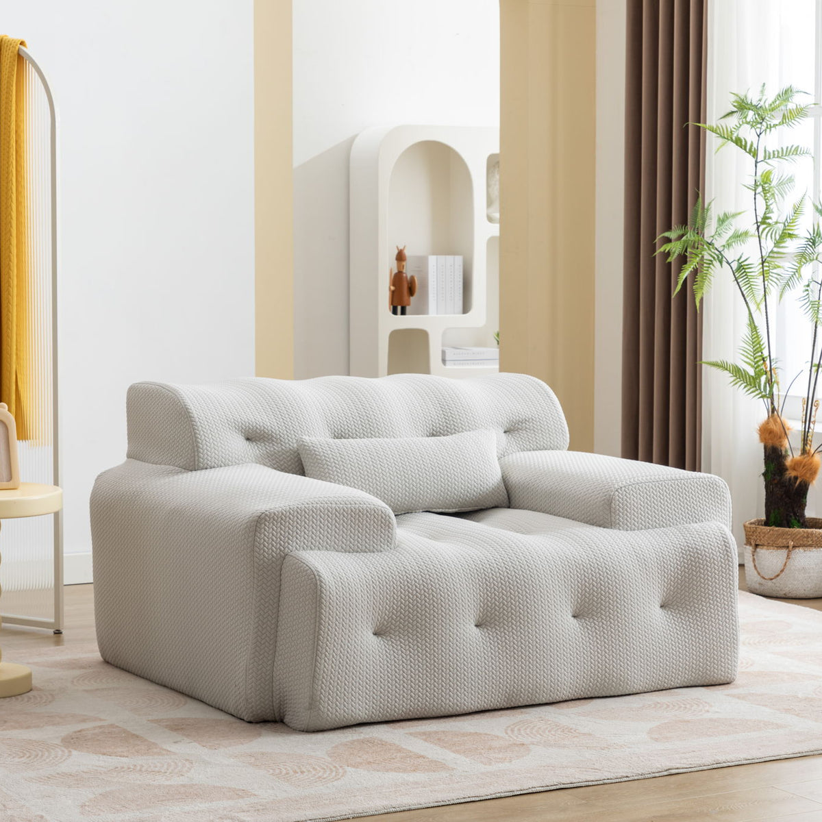Large Size 1 Seater Sofa, Pure Foam Comfy Sofa Couch, Modern Lounge Sofa For Living Room, Apartment