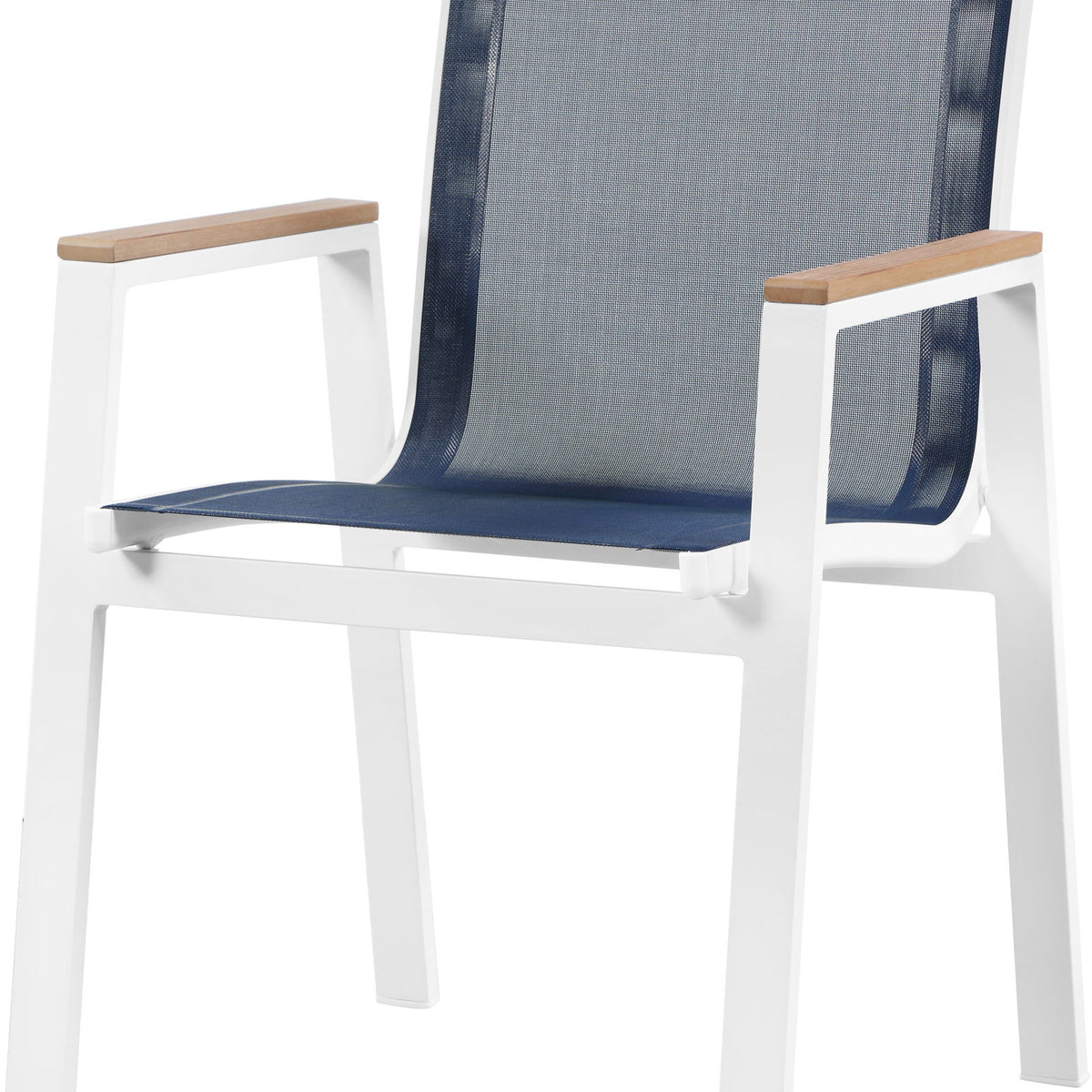 Nizuc - Outdoor Patio Dining Arm Chair With White Frame And Natural Arms (Set of 2)