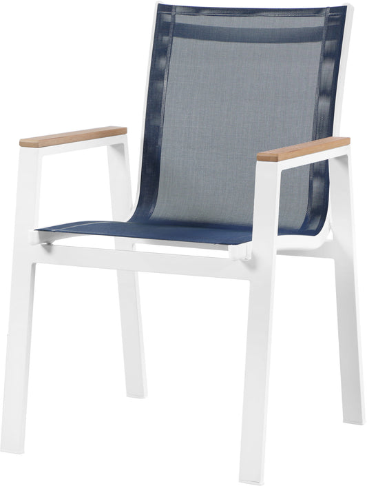 Nizuc - Outdoor Patio Dining Arm Chair With White Frame And Natural Arms (Set of 2)