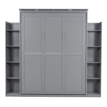 Wall Murphy Bed With Shelves And LED Lights