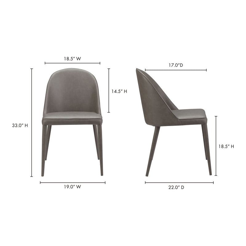 Gray dining chair pair with visible height and width measurement labels