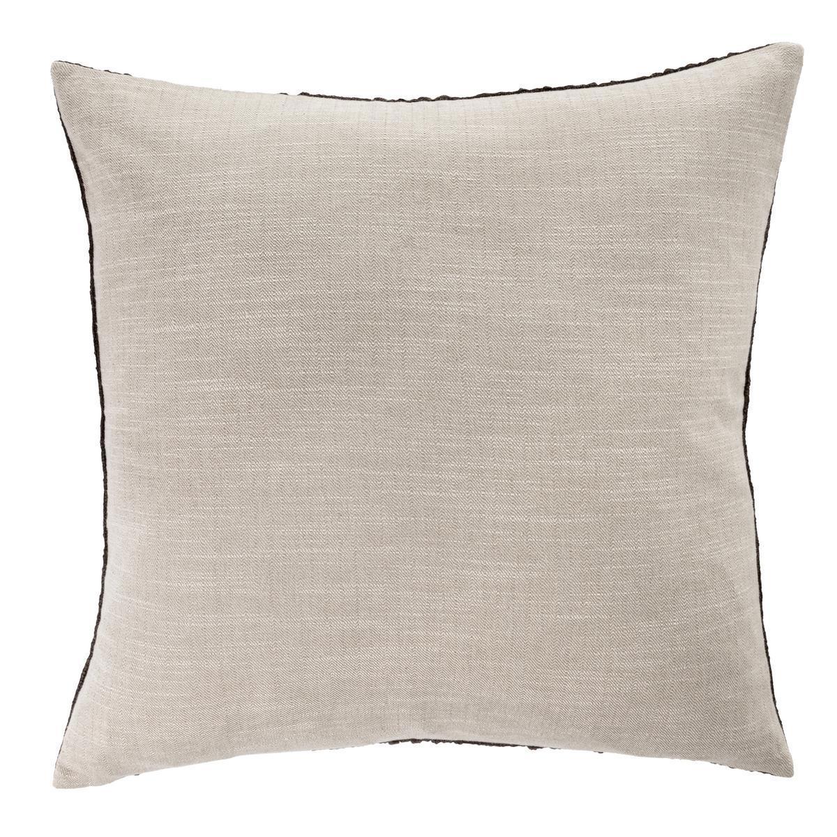 Natural light beige square decorative pillow with fine linen texture
