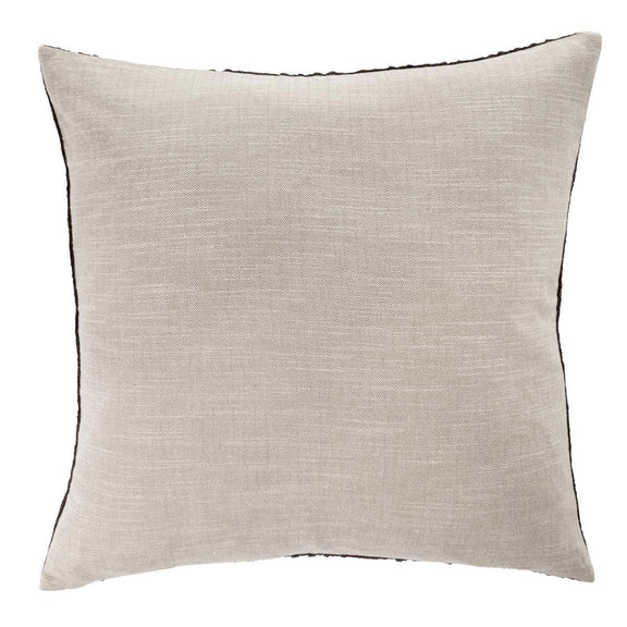 Natural light beige square decorative pillow with fine linen texture