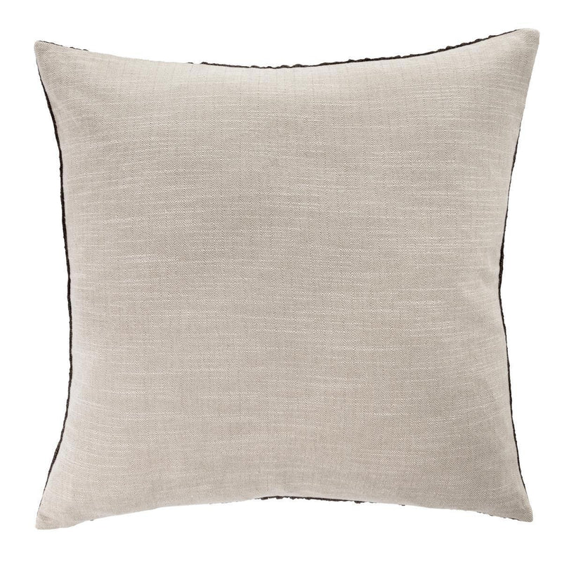 Natural light beige square decorative pillow with fine linen texture